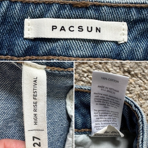 Pacsun High Rise Festival Distressed Denim Jean Shorts Medium Wash Women Size 27 - Picture 13 of 14